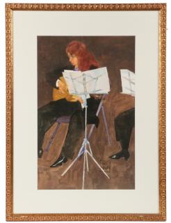 Appraisal: ROBERT BAXTER WI NY CA - Patrice with Guitar watercolor