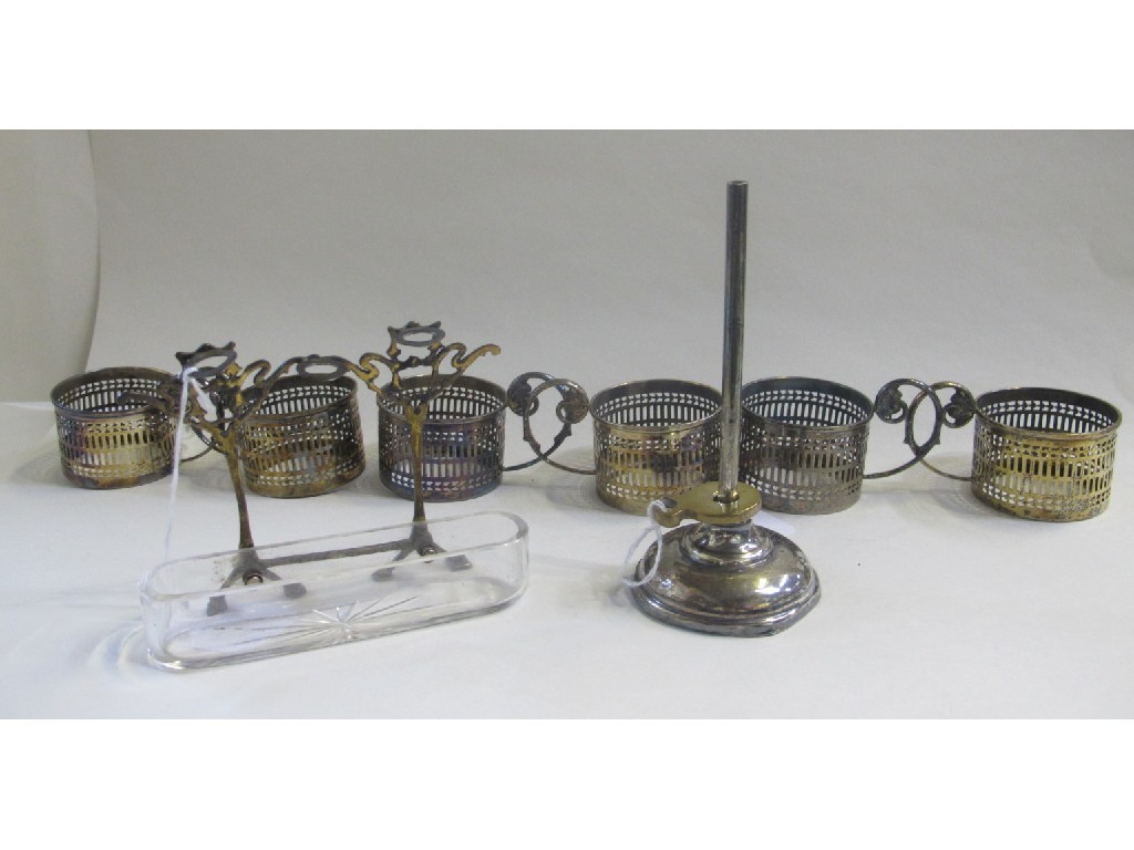 Appraisal: Lot comprising set of six silver cup holders Sheffield a