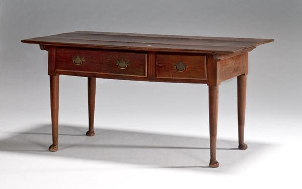 Appraisal: PENNSYLVANIA PIN-TOP WORK TABLE ca - walnut with pine secondary