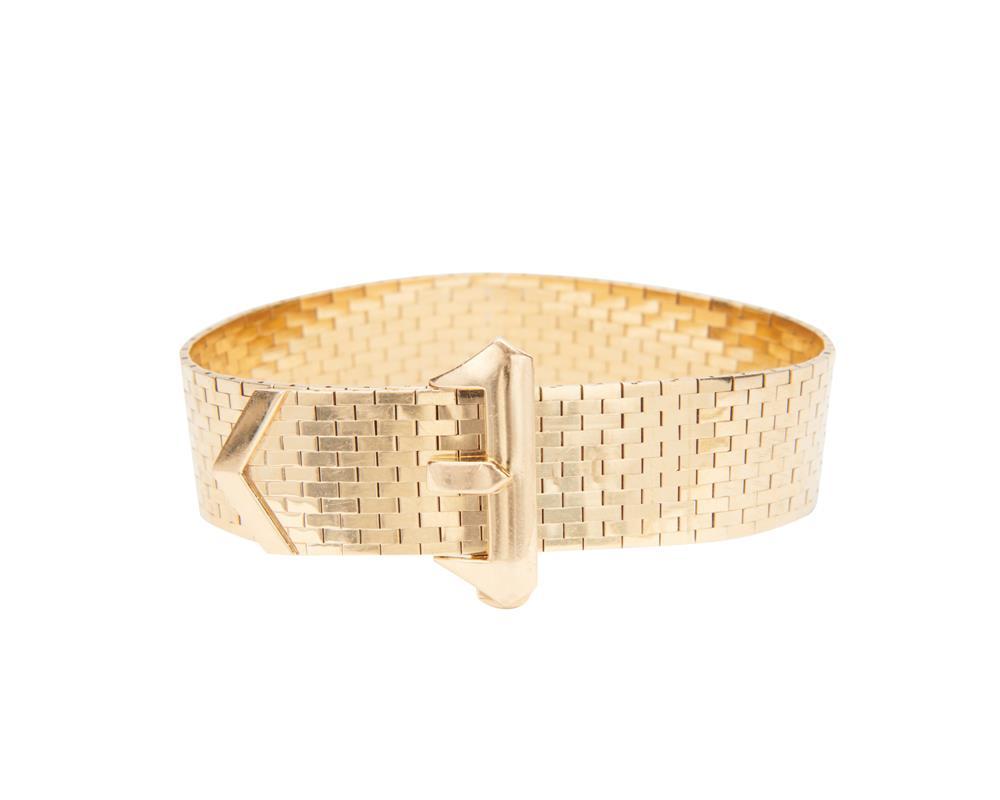 Appraisal: TIFFANY CO K Gold Bracelet the brickwork-link bracelet of buckle