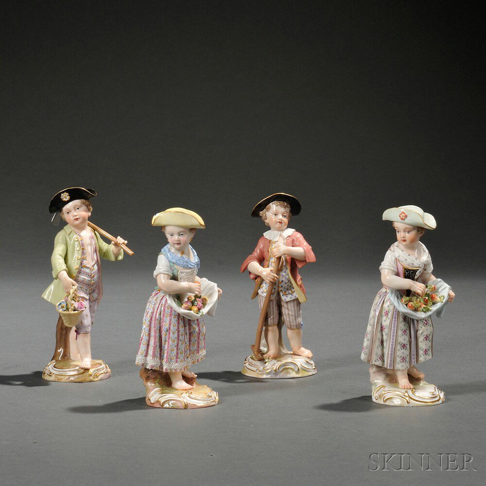 Appraisal: Four Meissen Porcelain Figures of Garden Children Saxony late th