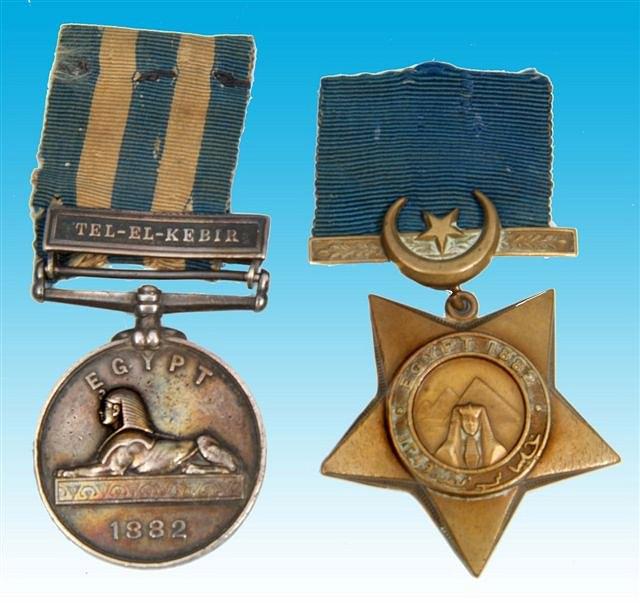 Appraisal: TWO VICTORIAN EGYPT CAMPAIGN MEDALS awarded to Private A Little