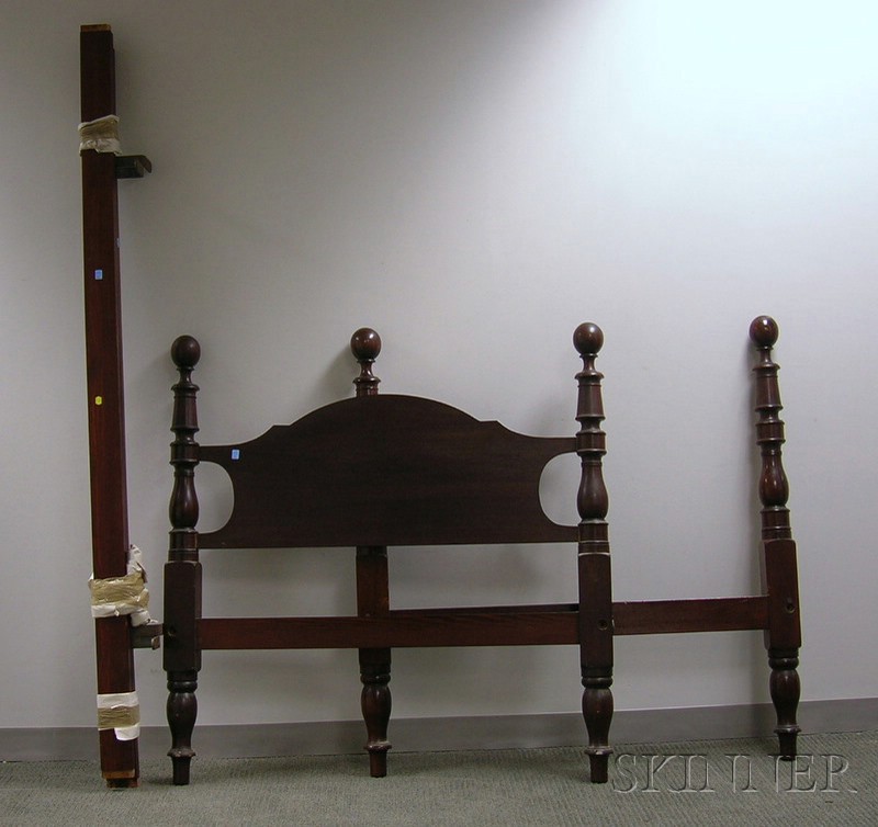 Appraisal: Ball-top Turned Mahogany Twin Bed with rails