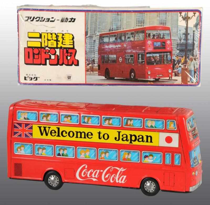 Appraisal: Tin London Double-Decker Bus Friction Toy Description Japanese Working Large