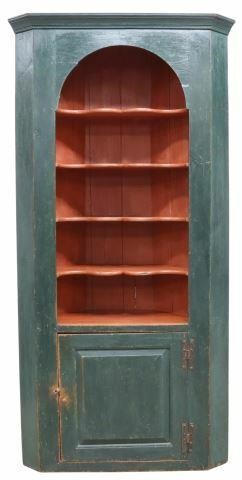 Appraisal: American painted corner cupboard Connecticut th c triangular pine case