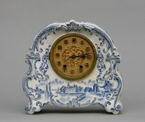 Appraisal: Delft Clock late th Century Porcelain shelf clock Clock case