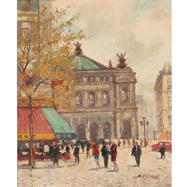 Appraisal: Impressionistic Parisian street scene oil on canvas x signed Bessier