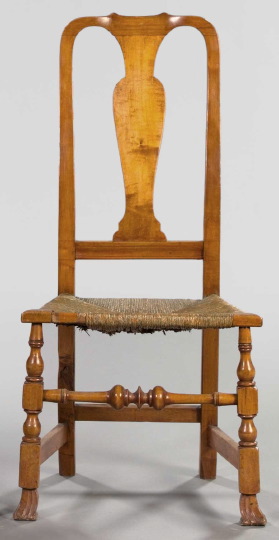 Appraisal: Early American Queen Anne-Style Maple Sidechair early th century the