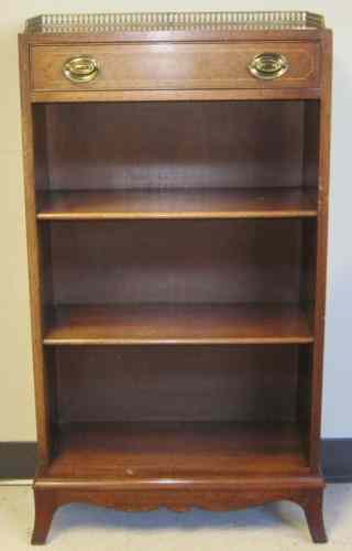 Appraisal: PETITE MAHOGANY OPEN-SHELF BOOKCASE Federal style American mid- th century