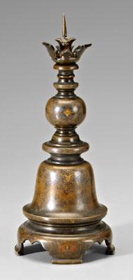 Appraisal: Inlaid Chinese bronze pricket leaf and spearhead drip pan with