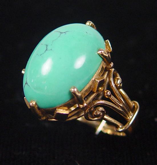 Appraisal: Ladies k Turquoise Ring k yellow gold x turquoise Handmade