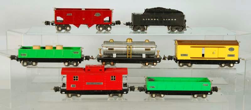 Appraisal: -Piece Tinplate Lionel O-Gauge Freight Train with Description Tender No