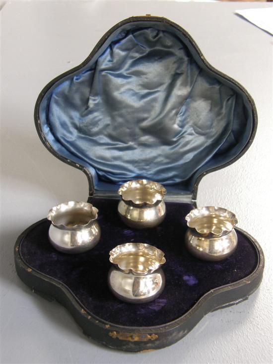 Appraisal: Set of four Edward VII silver salts of squat ovoid