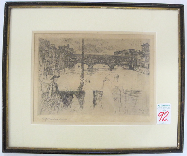 Appraisal: OTTO HENRY BEECHER ETCHING on paper American - Bridge scene