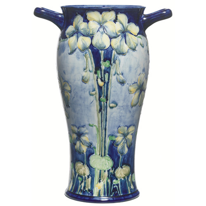 Appraisal: Early and exceptional Moorcroft vase Florian Ware handled form with