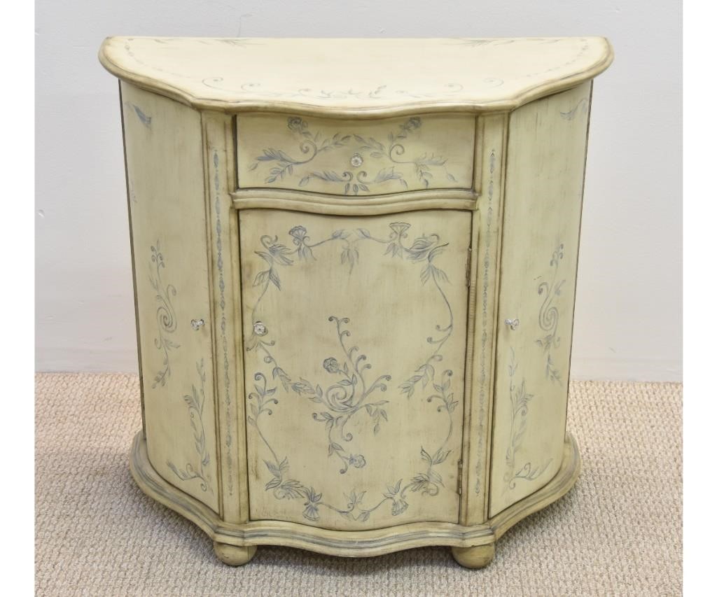 Appraisal: Italian style paint decorated cabinet with serpentine front th c