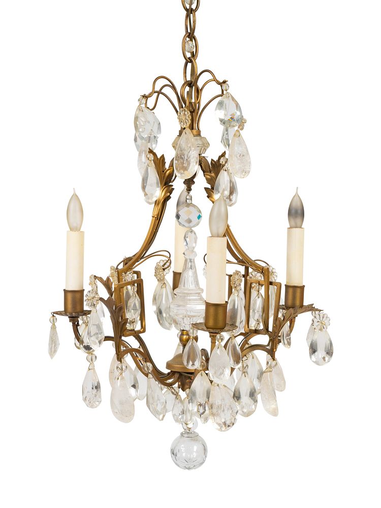 Appraisal: A Louis XV Style Gilt-Metal Rock Crystal and Glass Four-Light