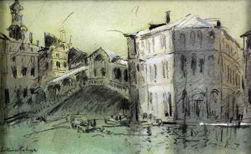 Appraisal: William Selwyn born - Watercolour heightened in pencil - ''Rialto