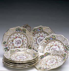 Appraisal: SET OF DRESDEN PLATES Set of German Dresden porcelain plates