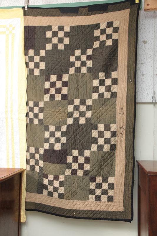 Appraisal: PIECED QUILT An Amish or Mennonite pieced quilt in green