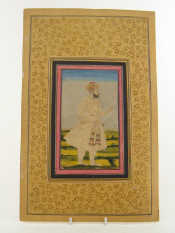 Appraisal: An Indian miniature painting of a figure holding a ruled