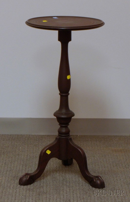 Appraisal: Federal-style Inlaid Carved Mahogany Dish-top Candlestand