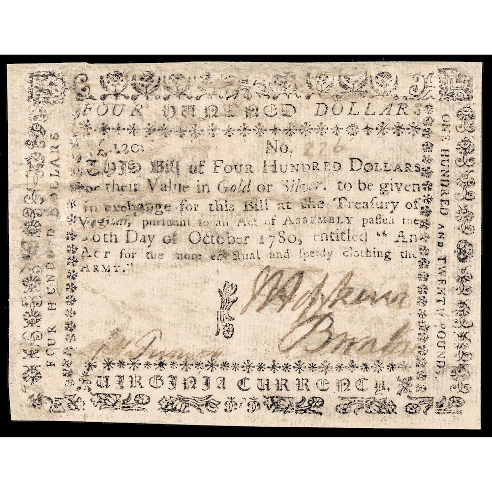 Appraisal: Colonial Currency Virginia Clothing the Army Issue Note October Virginia