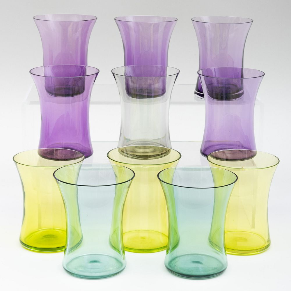 Appraisal: Group of Eleven Colored Glass Tumblers in high Condition Minor