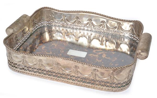 Appraisal: A GALLERY EDGED SILVER PLATE AND FAUX TORTOISESHELL TRAY cm