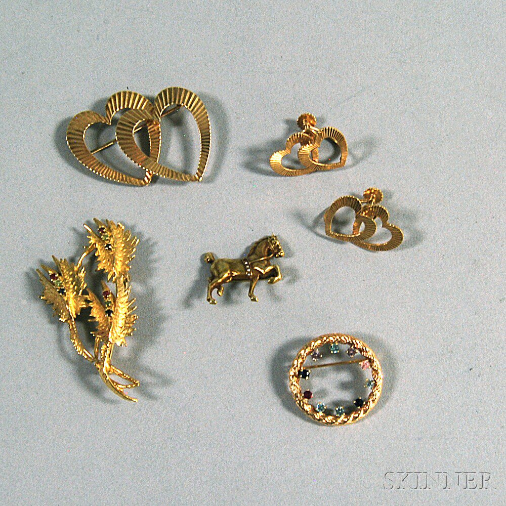 Appraisal: Small Group of Gold Jewelry a kt gold and multicolored