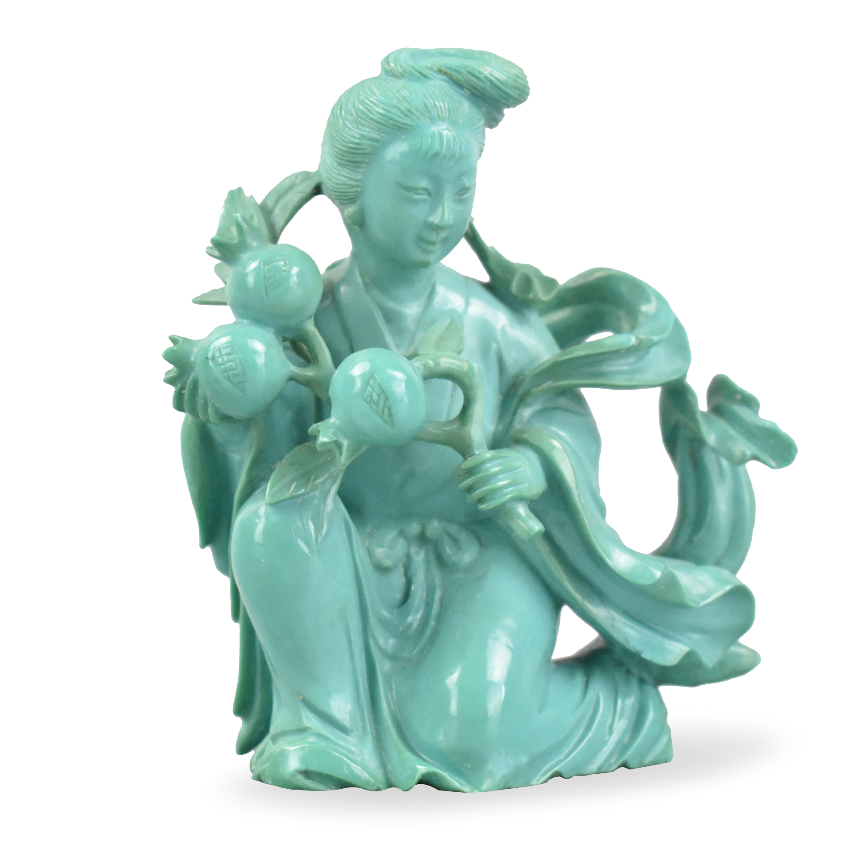 Appraisal: A Chinese turquoise carved lady figure Detailed carving of lady