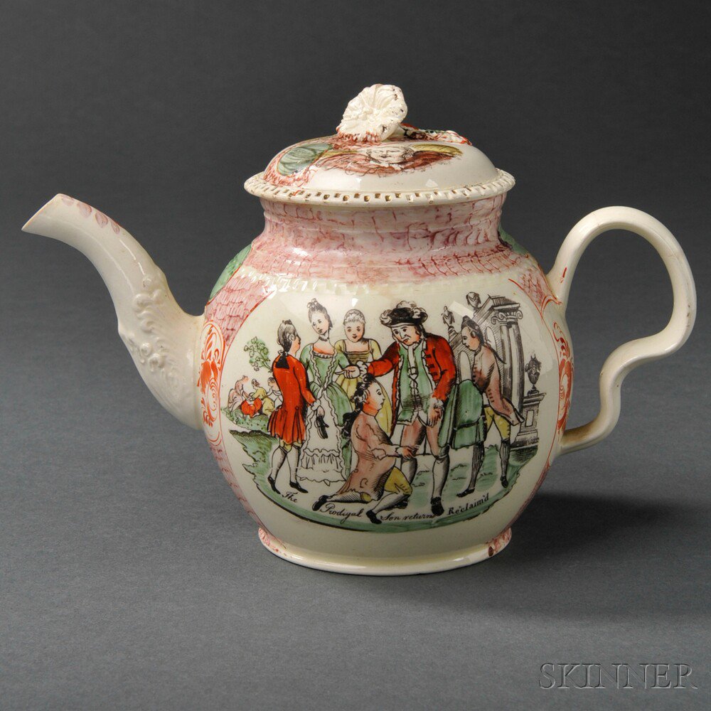 Appraisal: Staffordshire Cream-colored Earthenware Teapot and Cover England c attributed to