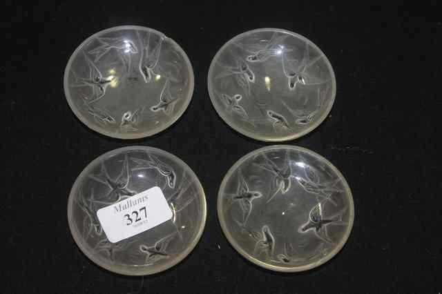 Appraisal: A SET OF FOUR 's FRENCH FROSTED GLASS DISHES of