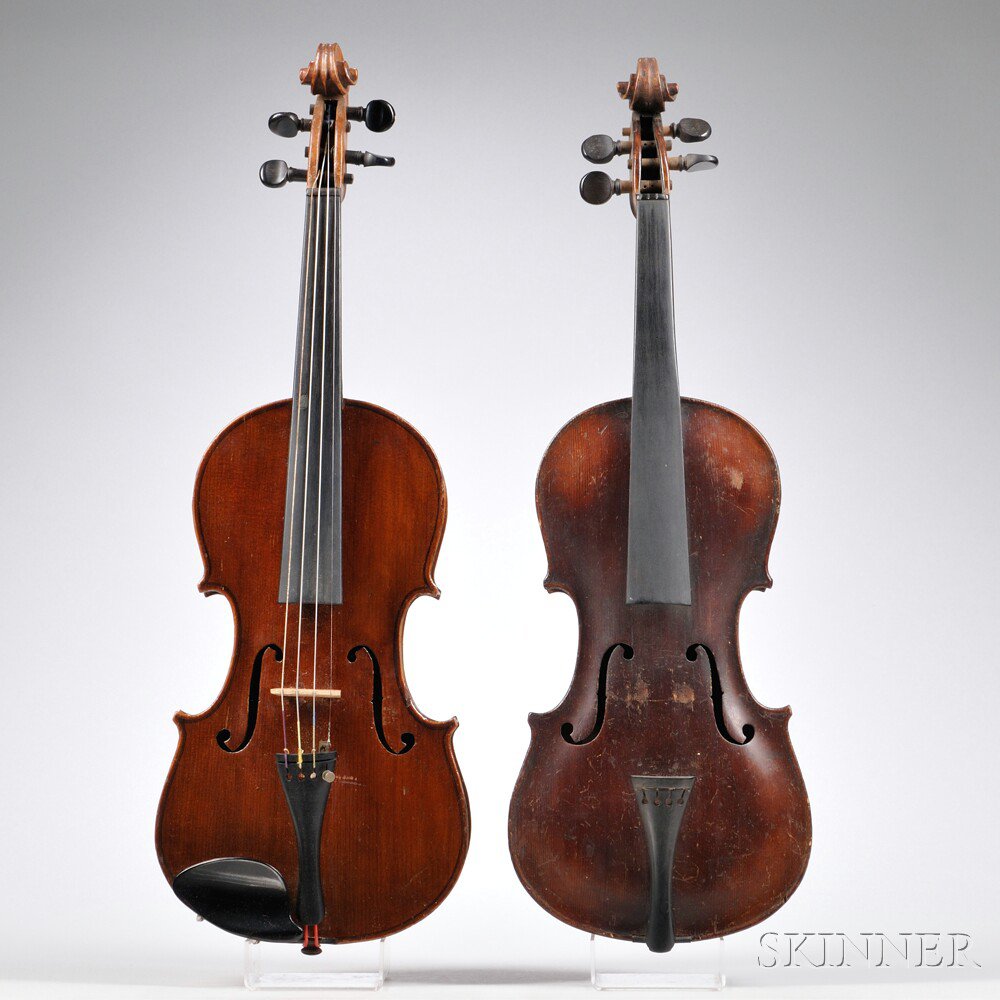 Appraisal: Two Violins one unlabeled one branded STAINER both with case