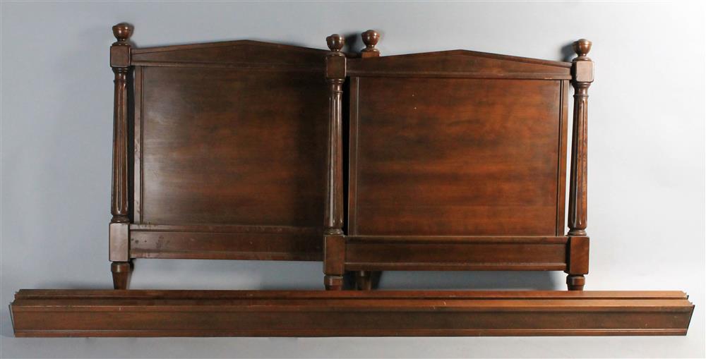 Appraisal: KINDEL MILANO MAHOGANY TWIN BED the headboard and footboard matching