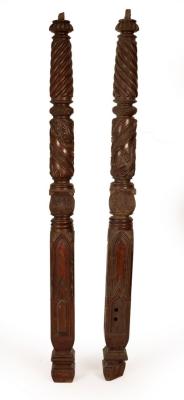 Appraisal: A pair of William IV carved mahogany tester bed posts