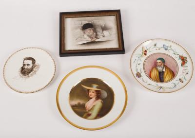 Appraisal: Three portrait painted plates one a Vienna style dish with