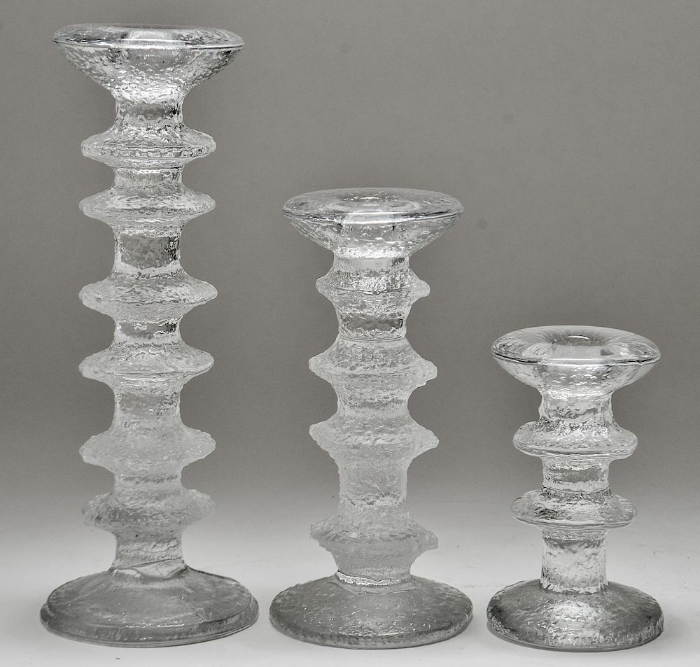 Appraisal: Sarpaneva Iittala Festivo Glass Candlesticks Group of Timo Sarpaneva for