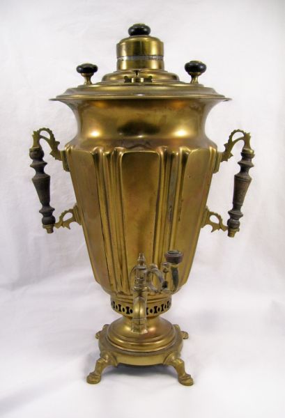 Appraisal: Russian Samovar Brass plated samovar with Russian incised marks stamped