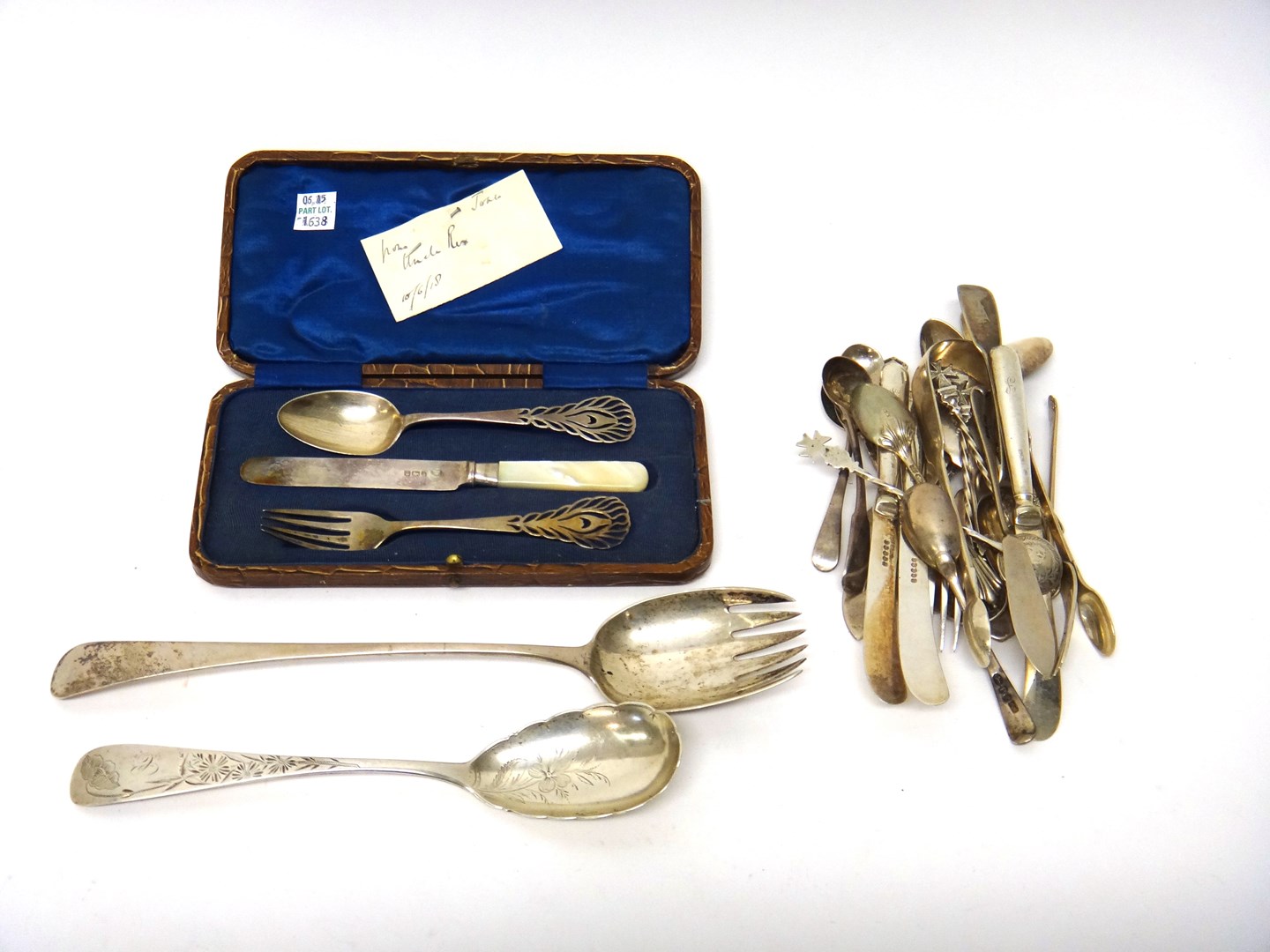 Appraisal: A silver composite three piece christening set Sheffield and with