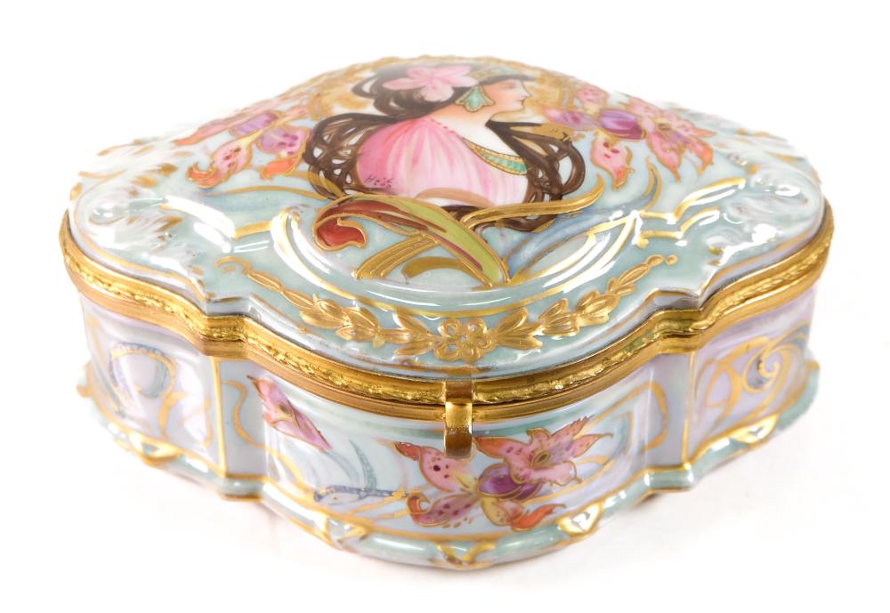 Appraisal: SEVRES ART NOUVEAU HAND PAINTED PORCELAIN BOXSevres Art Nouveau hand