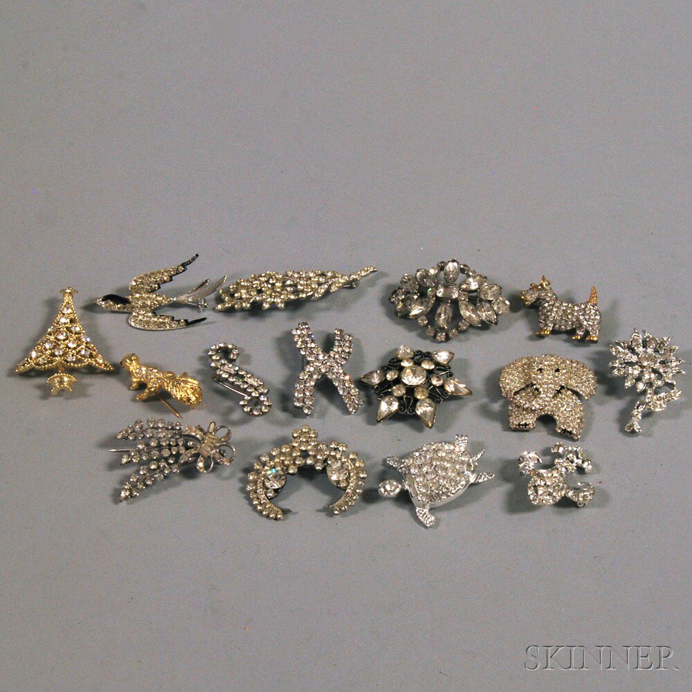 Appraisal: Small Group of Vintage Paste and Rhinestone Brooches including an