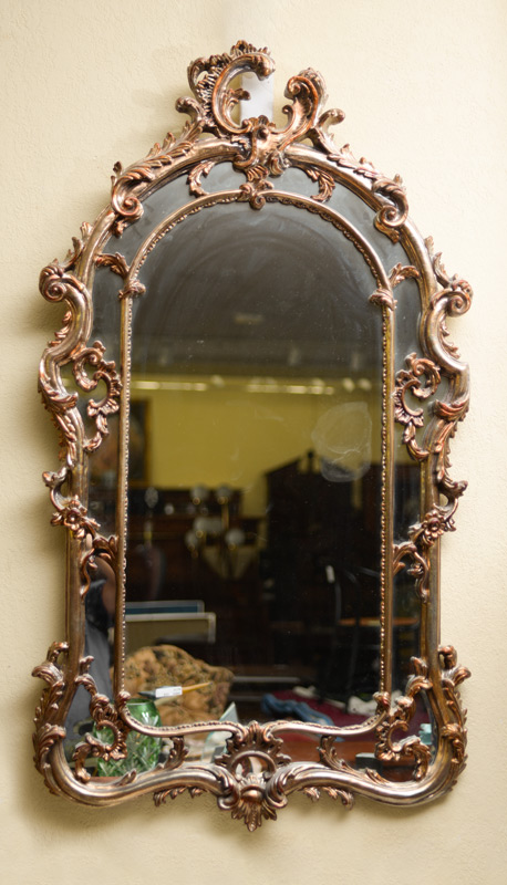 Appraisal: CONTEMPORARY ROCOCO STYLE WALL MIRROR Composite frame with foliate scroll