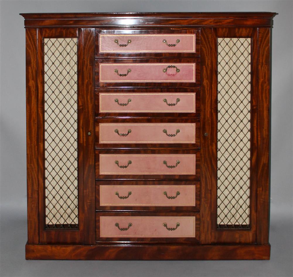 Appraisal: REGENCY STYLE MAHOGANY CABINET SECRETARY mid-to-late th Century the rectangular