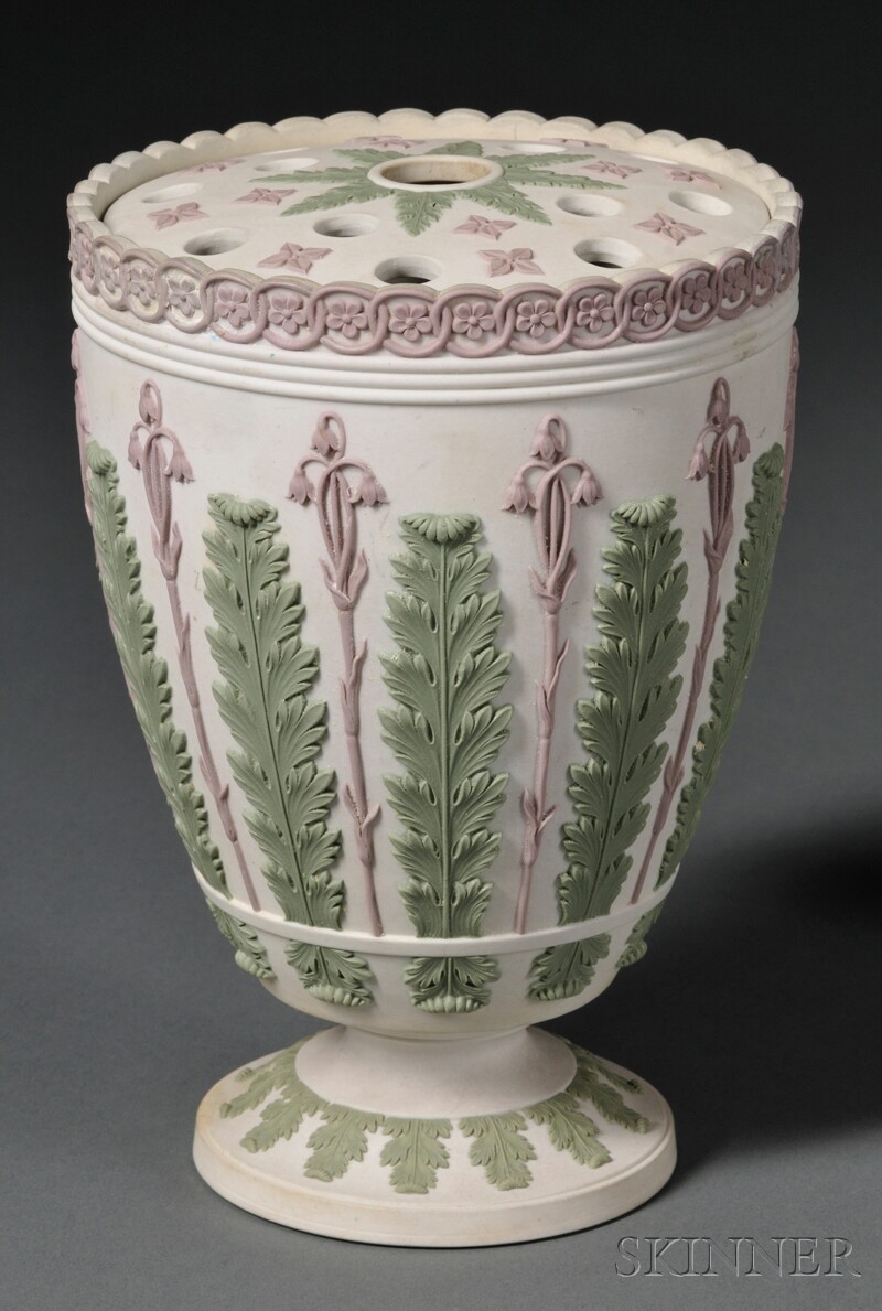 Appraisal: Wedgwood Three-color Jasper Bough Pot and Cover England solid white