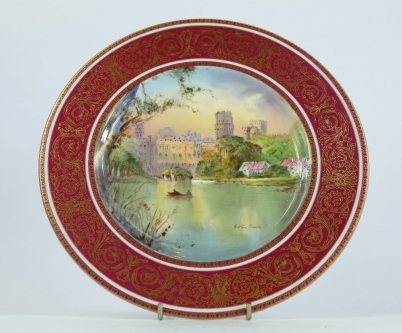 Appraisal: Royal Doulton cabinet plate Warwick Castle handpainted by Colin Beats