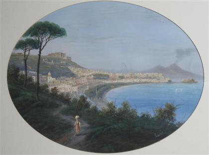 Appraisal: EMMANUEL MEURIS italian - SCENERY WITH THE VESUVIUS Signed bottom