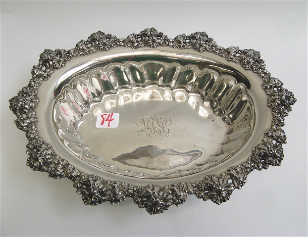 Appraisal: AMERICAN STERLING SILVER BOWL oblong with heavy relief floral decoration