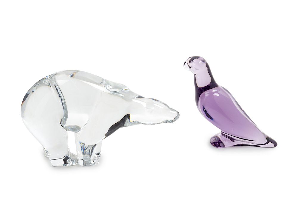 Appraisal: A Group of Two Baccarat Glass Animal Figures c A