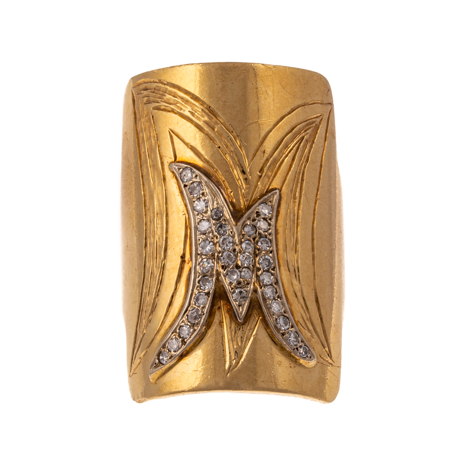 Appraisal: A CUSTOM K YELLOW GOLD M DIAMOND RING K yellow